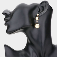 Double Disco Ball Drop Down Metal Earrings