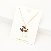 Enamel Christmas Penguin Pendant Necklace