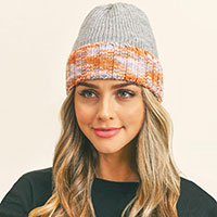 Multi Color Band Fleece Beanie