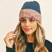 Multi Color Band Fleece Beanie