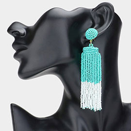 Seed Beaded Tassel Dangle Earrings