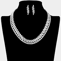 2PCS - Rhinestone Pave Necklace