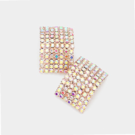 Rectangular Rhinestone Paved Earrings