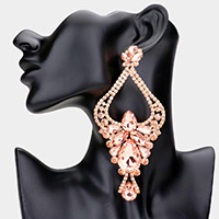 Oversized Teardrop Marquise Stone Embellished Rhinestone Pave Evening Earrings