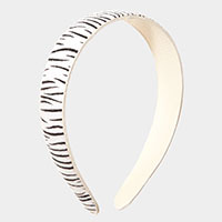 Calf Genuine Leather Zebra Print Headband