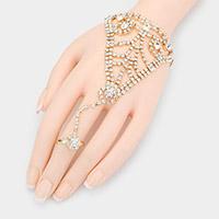 Crystal Rhinestone Accented Hand Chain Evening Bracelet