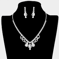 Teardrop Stone Accented Rhinestone Pave Necklace