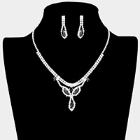 Marquise Stone Accented Rhinestone Pave Necklace