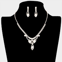 Marquise Stone Accented Rhinestone Pave Necklace