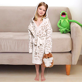 Kids Leopard Print Hooded Cozy Robe