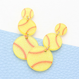 Resin Softball Link Dropdown Earrings