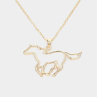 Metal Cut Out Horse Pendant Necklace