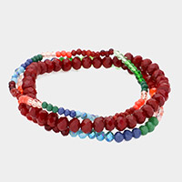 3PCS - Faceted Beads Multi Layered Bracelets