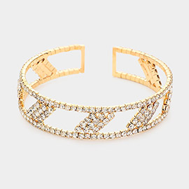 Rhombus Rhinestone Pave Accented Cuff Bracelet