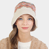 Nordic Pattern Knitted Bucket Hat