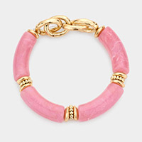 Metal Chain Accented Acetate Stretch Bracelet