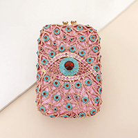 Rhinestone Paved Bling Evil Eye Clutch Bag