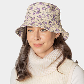 Floral Printed Corduroy Bucket Hat