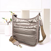 Solid Quilted Shiny Puffer Crossbody Bag