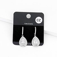 CZ Teardrop Dangle Evening Earrings