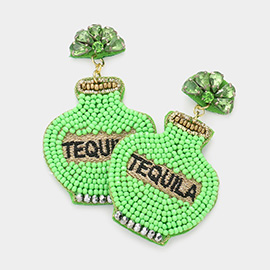 Felt Back Seed Beaded Tequila Dangle Earrings