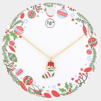 Enamel Christmas Sock Pendant Necklace