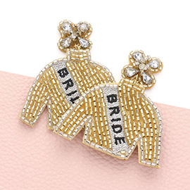 BRIDE Felt Back Beaded Suit Dangle Earrings