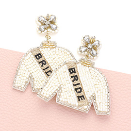 BRIDE Felt Back Beaded Suit Dangle Earrings