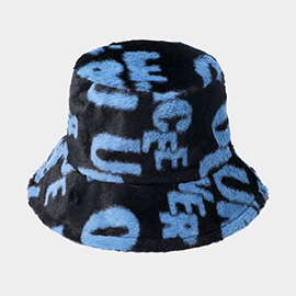 Patterned Faux Fur Bucket Hat