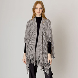 Cut Out Detailed Ruana Poncho