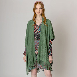 Cut Out Detailed Ruana Poncho