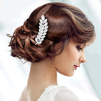 Rhinestone Pave Leaf Hair Comb