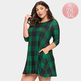 Christmas Plaid Check A-Line Dress