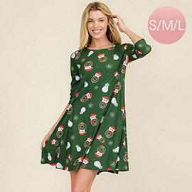 Night Before Christmas Printed A-Line Dress