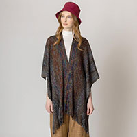 Multi Colored Metallic Knit Ruana Poncho