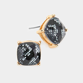 Snake Square Stone Stud Earrings