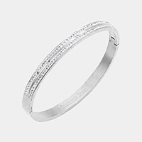 CZ Embellished Stainless Steel Bangle Evening Bracelet