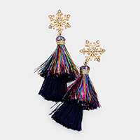 Snowflake Double Layered Tassel Dangle Earrings