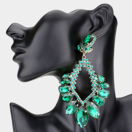 Multi Stone Cluster Statement Evening Earrings