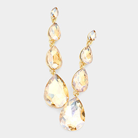 Teardrop Stone Link Dangle Evening Earrings