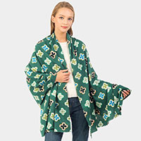 Multi Colored Quatrefoil Printed Oblong Scarf