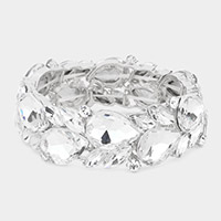 Teardrop Marquise Stone Cluster Stretch Evening Bracelet