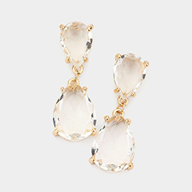 Double Teardrop Link Dangle Evening Earrings