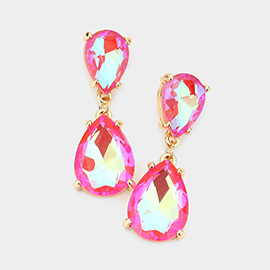 Double Teardrop Link Dangle Evening Earrings