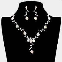 Flower Leaf Cluster Vine Rhinestone Necklace