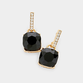 Cushion Square Stone Dangle Evening Earrings