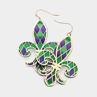 Mardi Gras Fleur de Lis Dangle Earrings