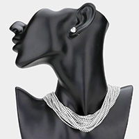 Multi Layered Rhinestone Choker Necklace