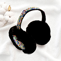 Studded Fluffy Plush Fur Foldable Earmuff