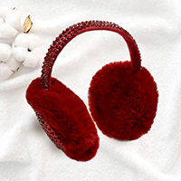 Studded Fluffy Plush Fur Foldable Earmuff